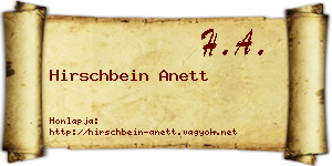 Hirschbein Anett névjegykártya